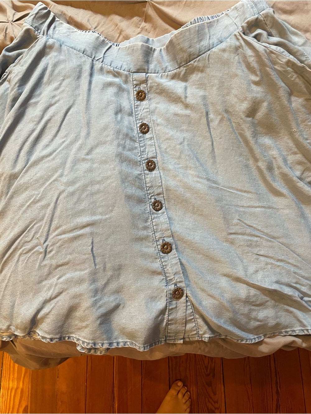 torrid light blue button-front skirt